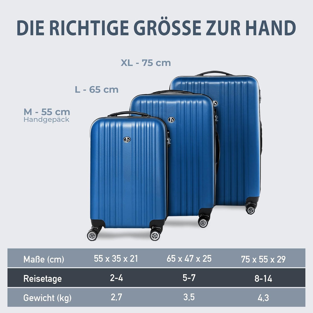FERGÉ Kofferset Hartschale 3-teilig erweiterbar Toulouse Trolley-Set - Handgepäck 55 cm, L und XL 3e