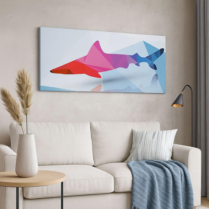Wandbilder Dekoration Wohnzimmer Hai Illustration modern Grafik Panorama Bilder auf Leinwand 120x50c