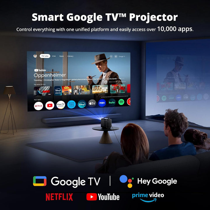 ETOE Smart Beamer 4K mit Google TV & Netflix Lizenz, Autofokus 1080P Full HD, 1300 ANSI Tragbarer Pr