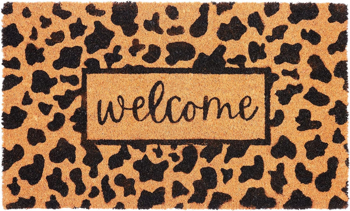 BRUBAKER Fussmatte für Aussen und Innen - Welcome mit Leopardenmuster - 45 x 75 cm Schmutzfangmatte