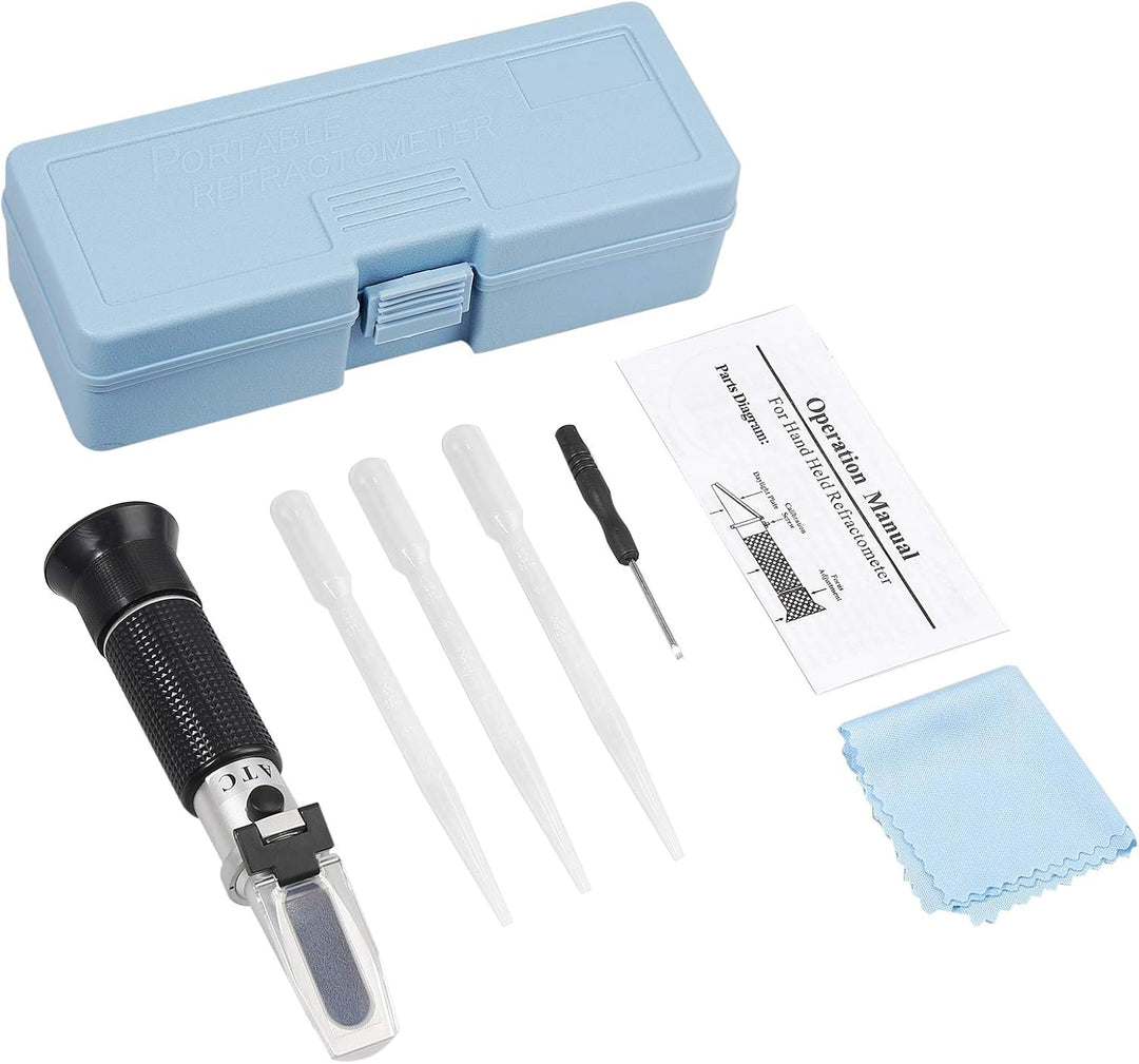 AUTOUTLET Refraktometer Brix Zucker 0-32% zuckergehalt messgerät mit ATC, Plastiktropfen, Reinigungs