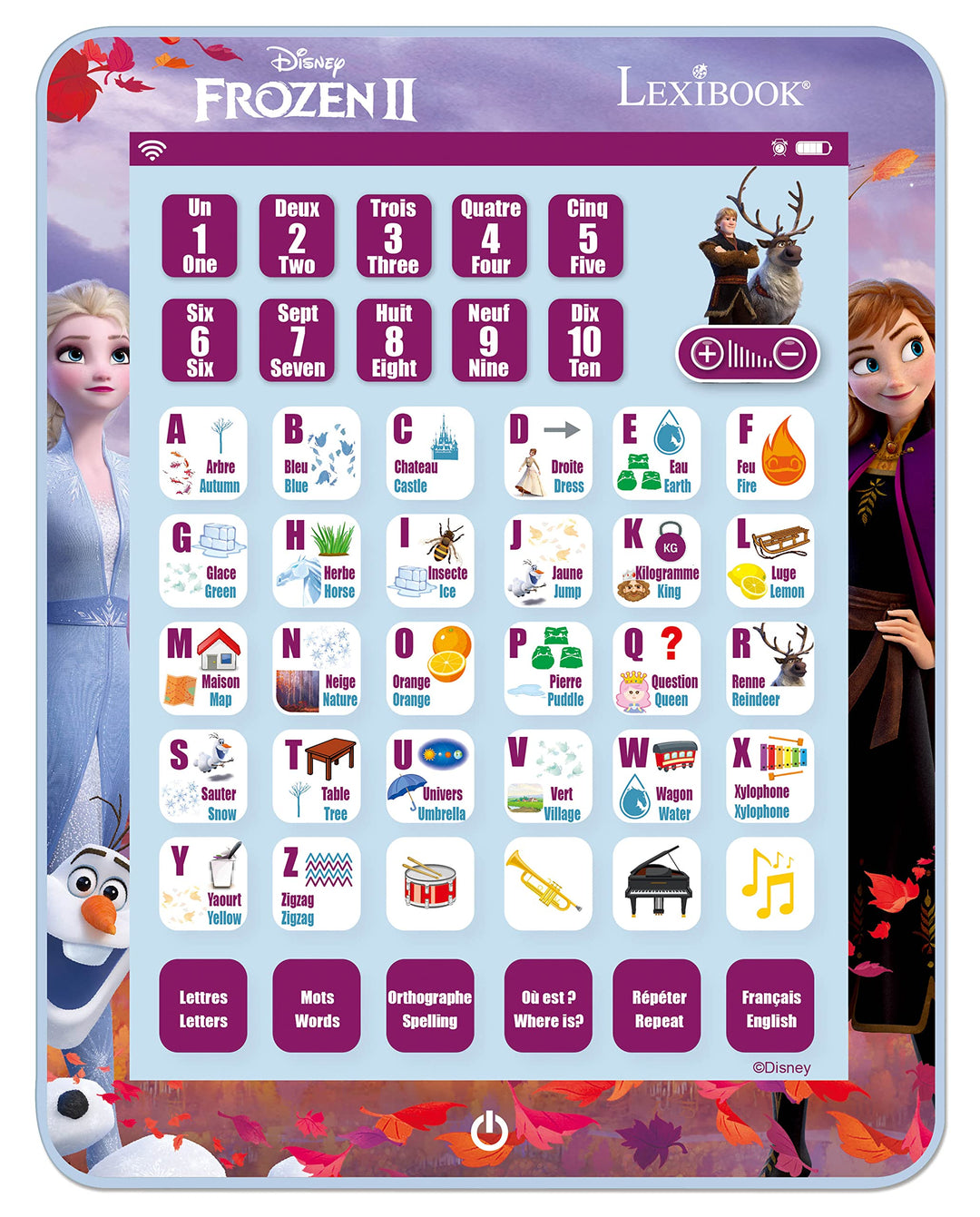Lexibook JCPAD002FZi17 Die Eiskönigin Edukacyjny dwujęzyczny interaktywny Tablet Frozen, języki angi