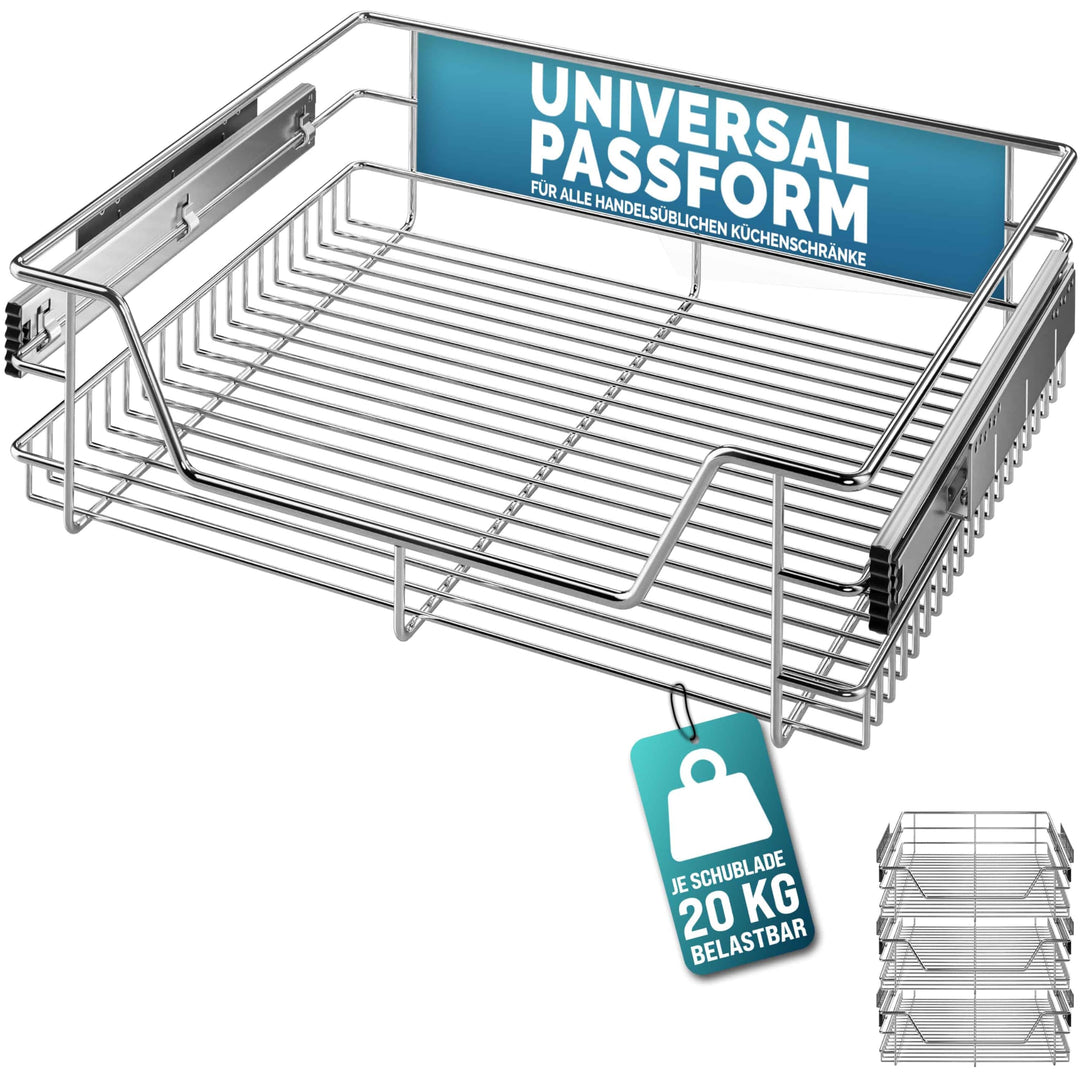 3x Casaria Teleskopschublade 60cm Schrankbreite Küchenschublade Korbauszug Schrankauszug Schlafzimme