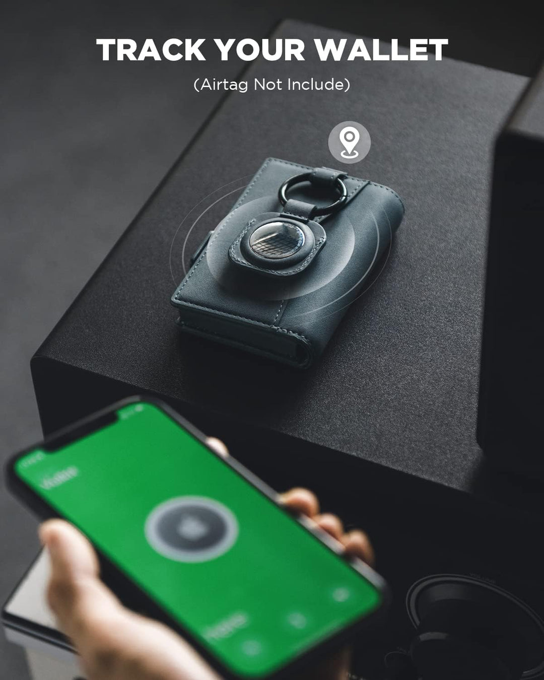 VULKIT Kreditkartenetui mit Airtag-Halter, RFID-blockierendes Kartenetui aus Metall, Magnetverschlus
