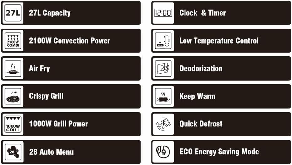 Sharp RCA271TB 5-in-1 Airfry-Mikrowelle 900W, Grill 1000 W, Heissluft & AirFry-Funktion, Konvektion