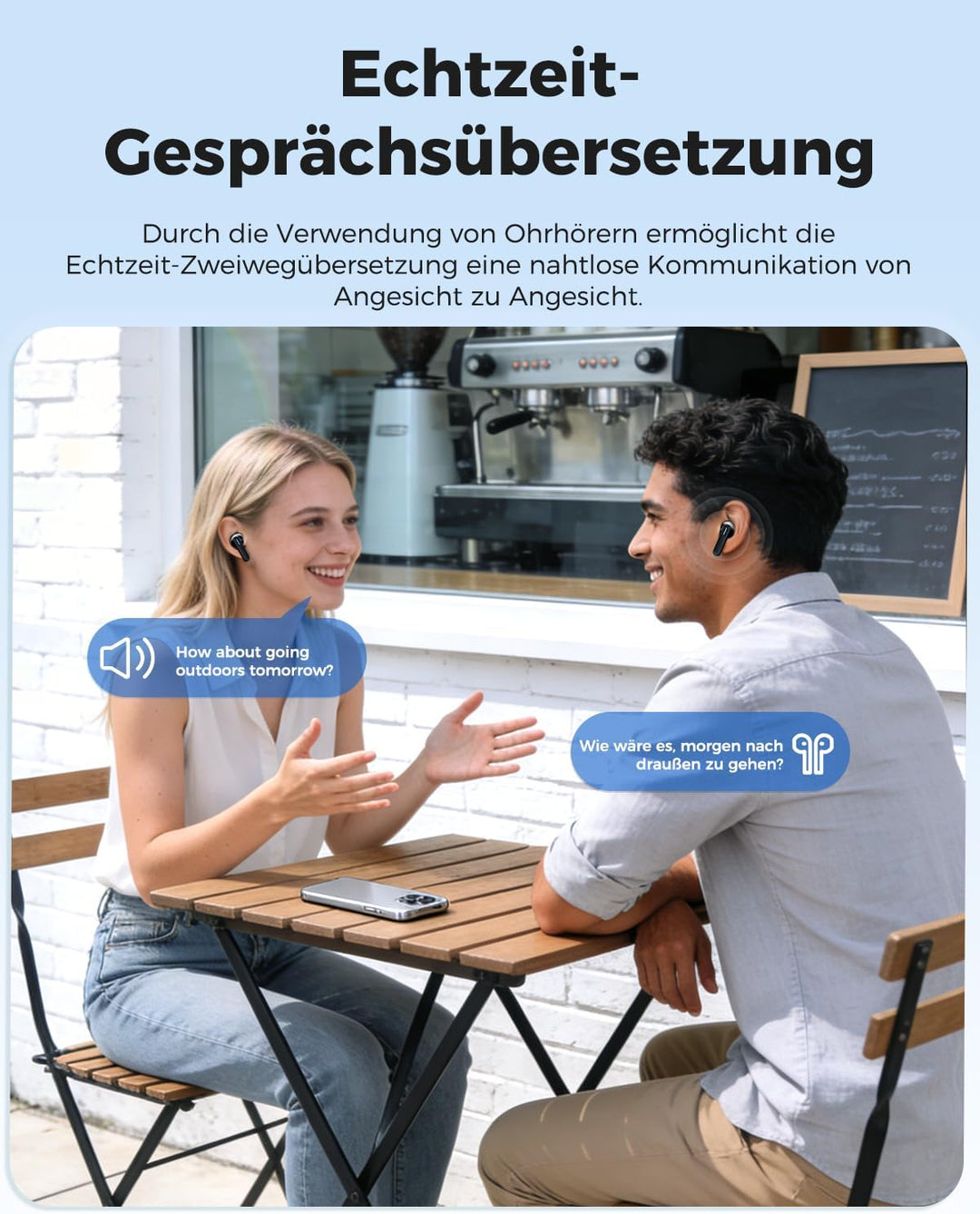 NE49 KI Übersetzungskopfhörer, 150 Sprachen & 6 Modi Echtzeit Sprachübersetzer, Bluetooth 6.0 Kabell