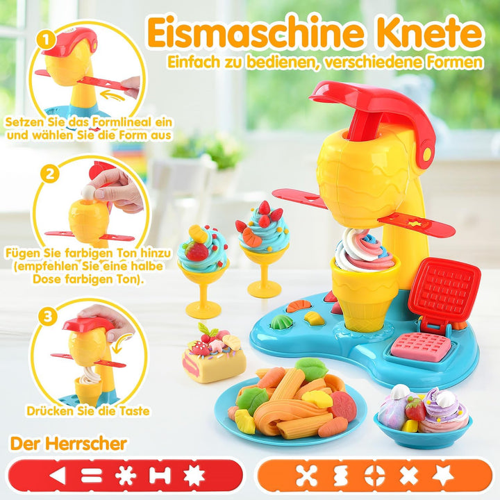 PLAY 2 in 1 Knete Set Zubehör Kitchen Creations, Kinderknete Set Knetwerkzeug, Spielzeug Geschenk Mä
