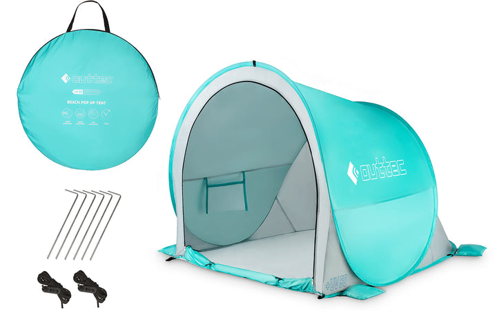 Strandmuschel UV Schutz 50, Pop Up Strandzelt, Leicht zu Tragen, Koffertauglich, Strand Windschutz u