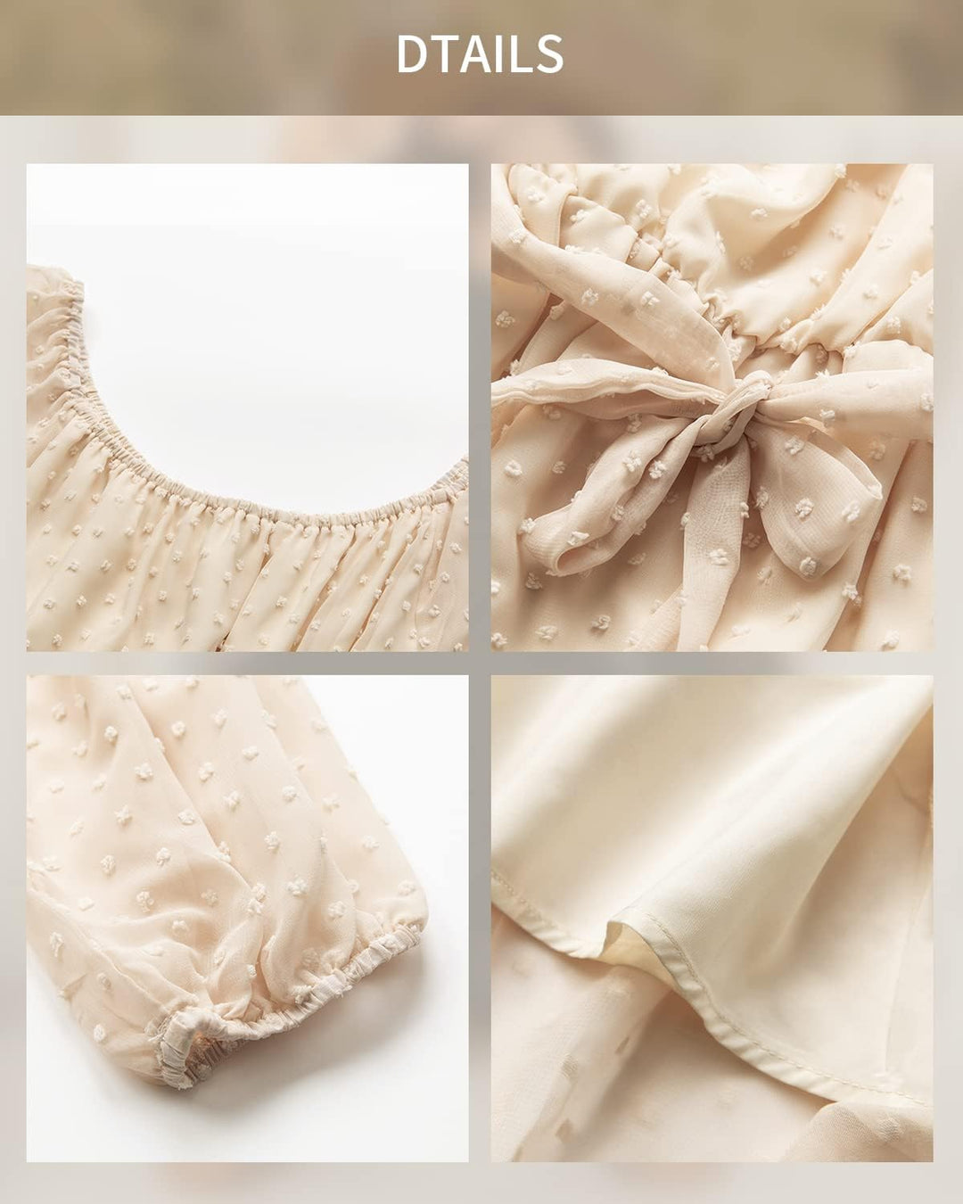 BebreezChic Kleid Damen Elegant Langarm Off Shoulder Einfarbig Swiss Dot Luftig Sommerkleid Miniklei