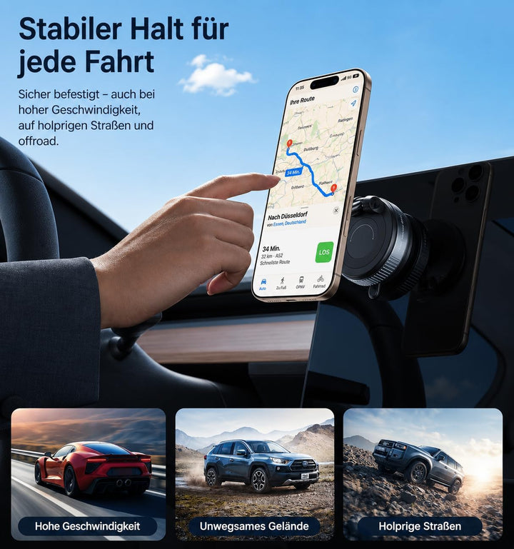 Telvesse 2026 Vakuum-Magnet Handyhalterung mit starker Saugkraft, klappbar & 360° verstellbar – Magn