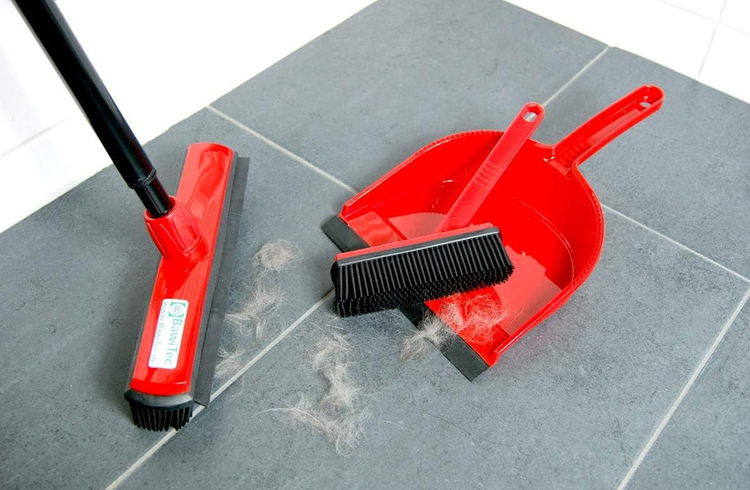 BawiTec Gummibesen Noppenbesen Friseurbesen-Set Kehrgarnitur Teleskopstiel Handfeger Kehrschaufel Ti