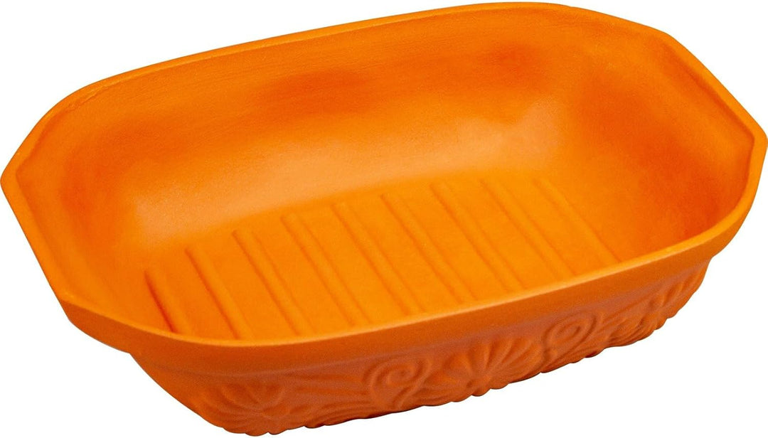 BROWIN® Tonbräter Bräter aus Naturton Blumen 4 Liter | Tonbräter Dampfgarer | Römischer Tonofen | Au