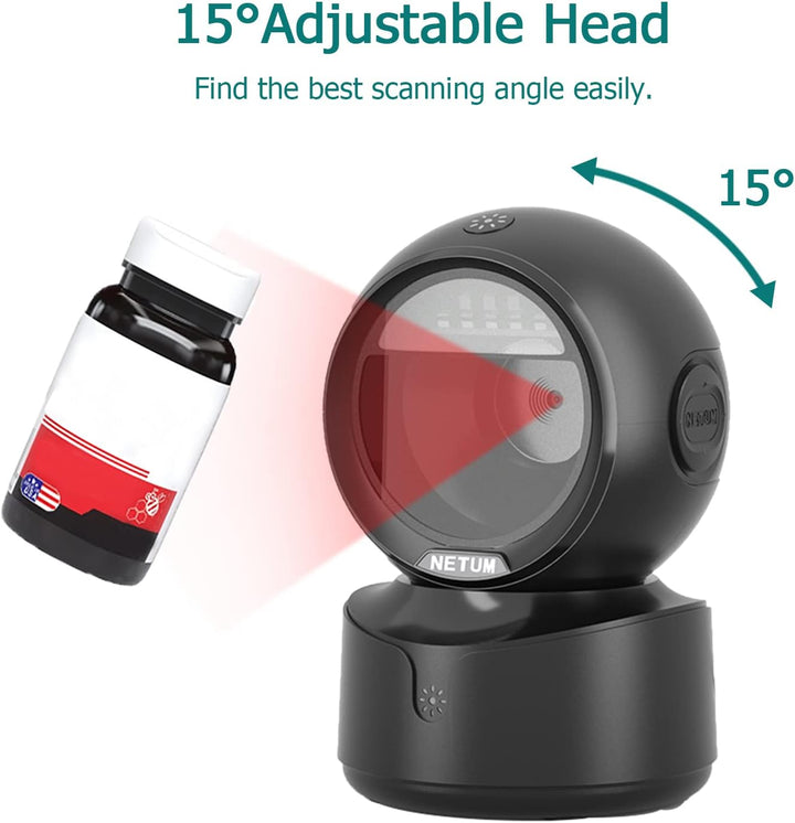 NetumScan omnidirektionaler Desktop Barcode Scanner, freihändiger kabelgebundener USB-QR-Barcode-Les