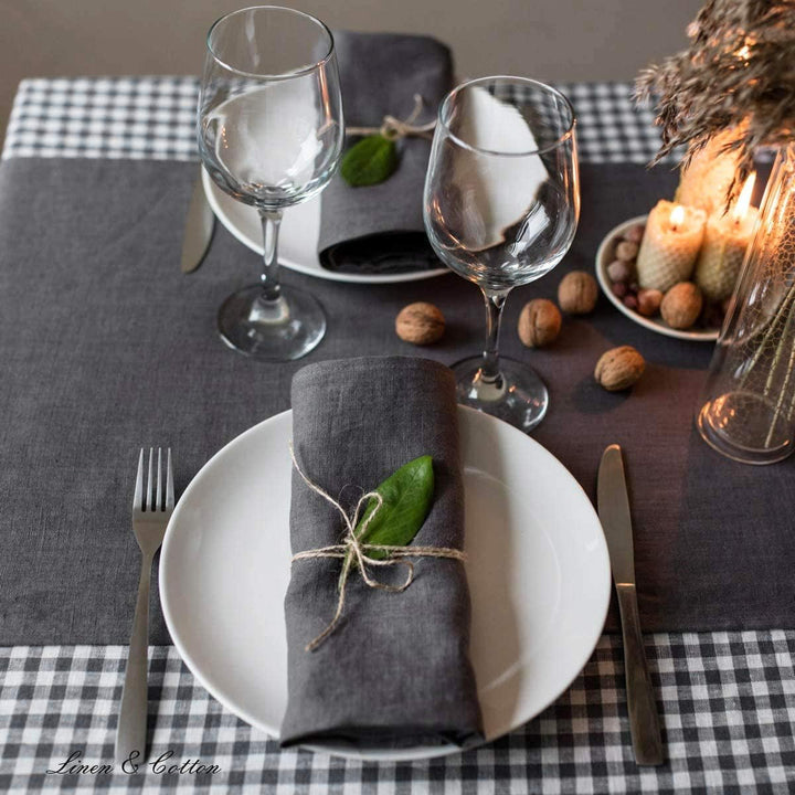 Linen & Cotton Hochwertige 4 x Stoffservietten/ Servietten Stoff/ Leinenservietten Hygge -100% Leine