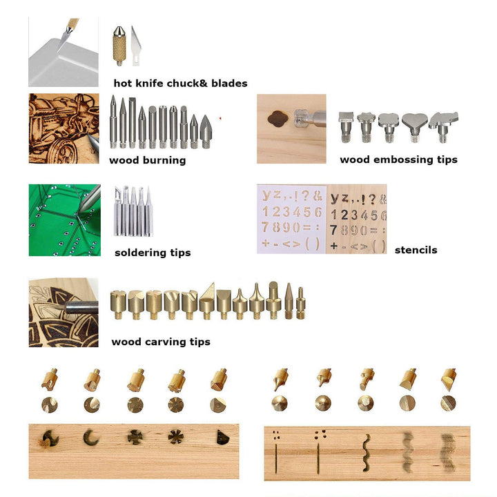 Brandmalerei-Set für Holz, 37 Stück, 60 W, Hobby, für Erwachsene, Brenner, für Holzscheitel, Kork, L