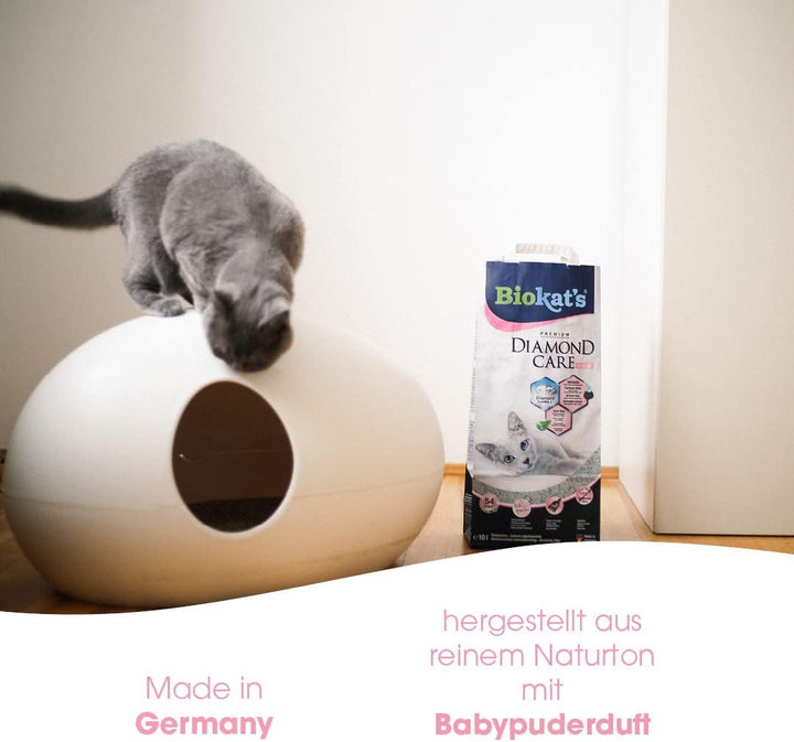 Biokat's Diamond Care Fresh Katzenstreu mit Babypuder-Duft - Feine Klumpstreu aus Bentonit mit Aktiv