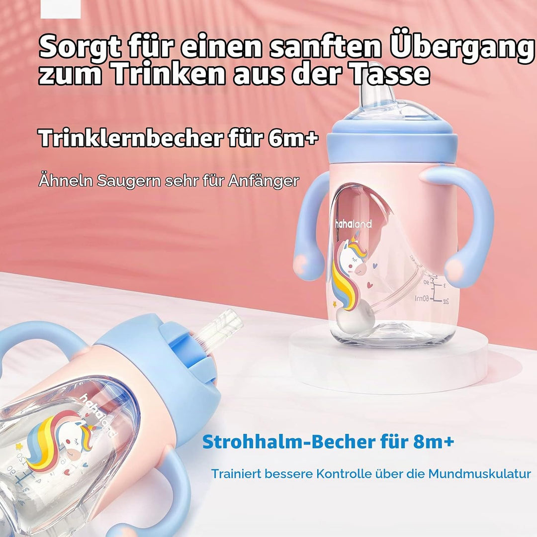 Baby Sippy Cup with Straw for Baby 6-12 Months - Space Rocket Rose, Rose
