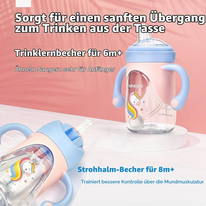 Baby Sippy Cup with Straw for Baby 6-12 Months - Space Rocket Rose, Rose