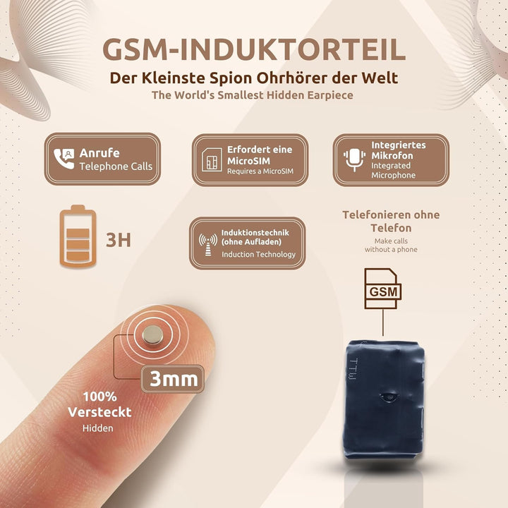 PingaOculto SpionageKopfhörer für Prüfung GSM Mini Nano Unsichtbare Kopfhörer für SIM-Karte mit Mikr