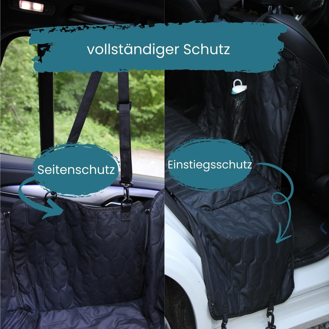 Hundedecke Auto Rückbank - Autoschondecke Hund Rücksitz in edler Lederoptik- ISOFIX-kompatibel, ruts
