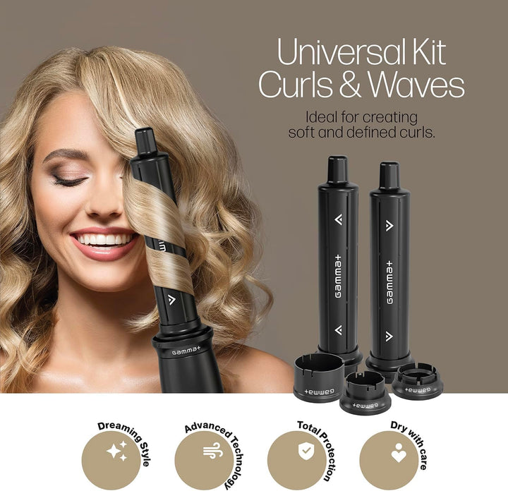 Gamma+ Lockenaufsatz-Set Curls & Waves | 2 Selbstaufrollende Zylinder für Locken und Wellen | Kompat
