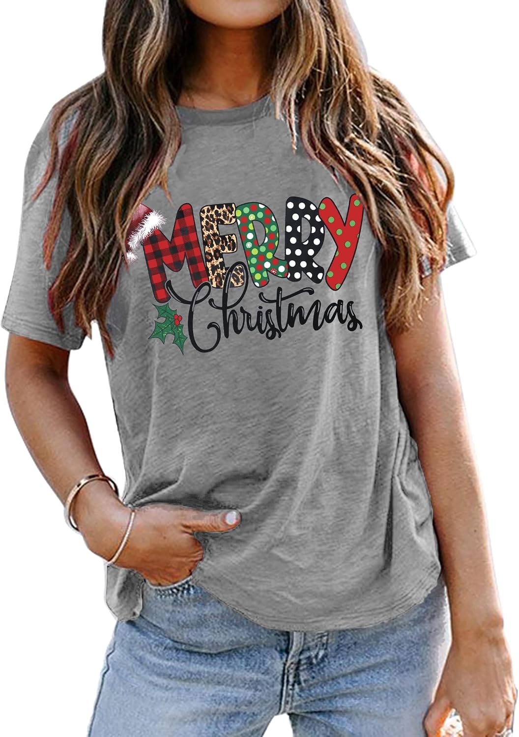 Weihnachtsbaum T-Shirt Für Damen Merry Christmas Bedruckte T-Shirts Kurzarm Holiday Tshirt Oberteile