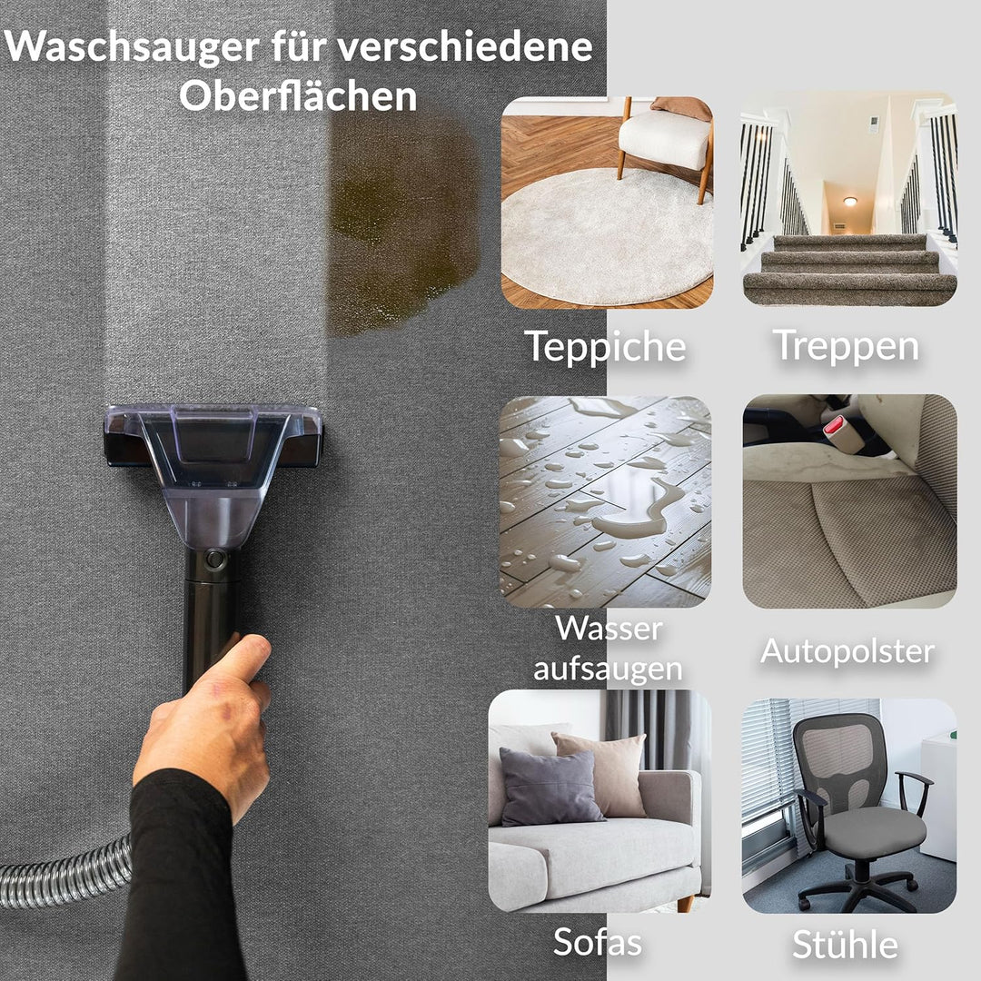 LEHMANN EasyWash Teppichreiniger & Polsterreiniger 2-in-1 Spot Clean Waschsauger, Nass-/Trockensauge