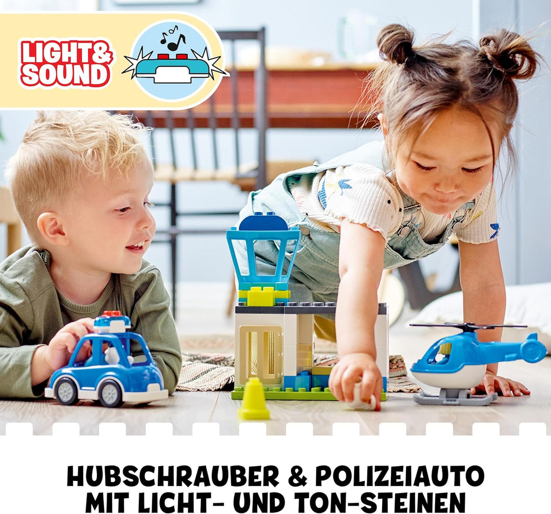 LEGO 10959 DUPLO Polizeistation mit Hubschrauber, Polizeiauto und Steine, Polizei-Spielzeug für Klei
