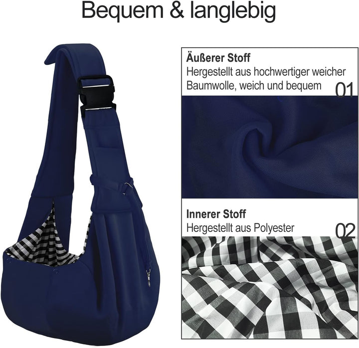 PetLoft Tragetuch Hund, Reversibel Kleine Hundetrage, Einstellbar Pet Tragetuch, Freisprecheinrichtu
