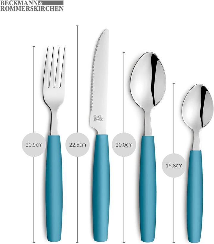 Beckmann & Rommerskirchen 2515 VALOA Besteck Set 4 Personen | 16-teilig | Petrol | Spülmaschinenfest