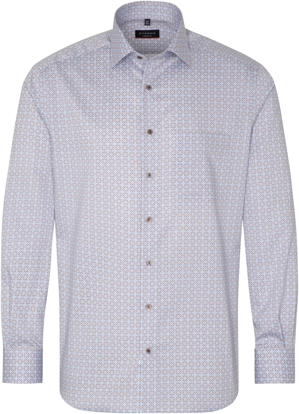 eterna Modern Fit Businesshemd Langarm New Kent Kragen Muster blau Grösse 39