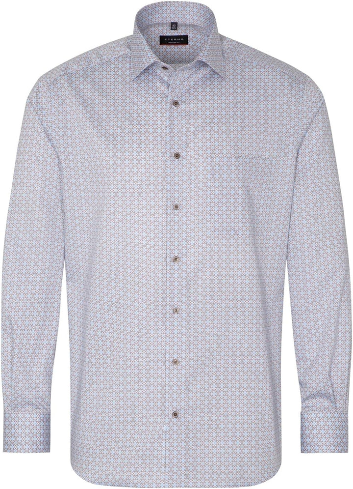 eterna Modern Fit Businesshemd Langarm New Kent Kragen Muster blau Grösse 39