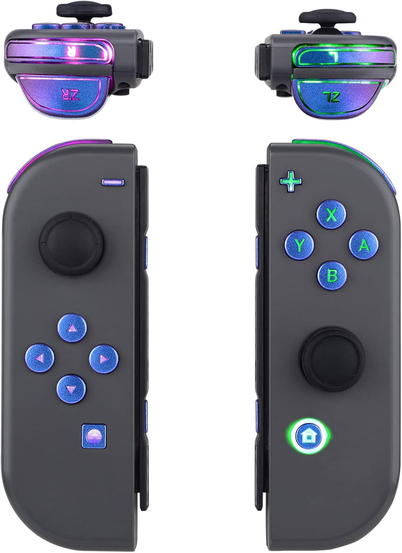eXtremeRate LED Tasten für NS Switch Joycon,7 Farbe 9 Modi Leuchttaste ABXY Knöpfe Tasten Trigger Be