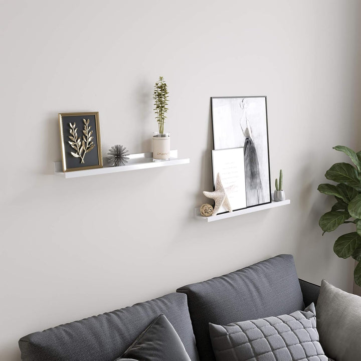 SONGMICS Wandregal, 2er Set, Schweberegale mit Hochglanzlackierung, 10 x 60 cm, Wandboard für Bilder