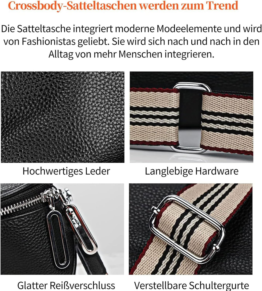EINYNIUER Crossbody Bag Damen Leder Breiter Gurt Umhängetasche Bauchtasche Damen Leder Stylish,gelb
