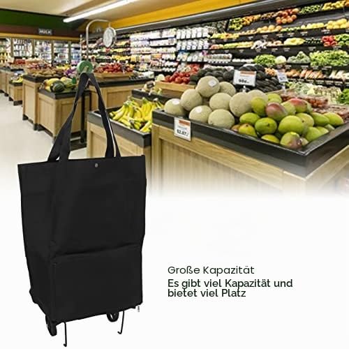 Yosoo Health Gear Leichter Zusammenklappbarer Einkaufswagen, Klappwagen mit Rädern, Wiederverwendbar