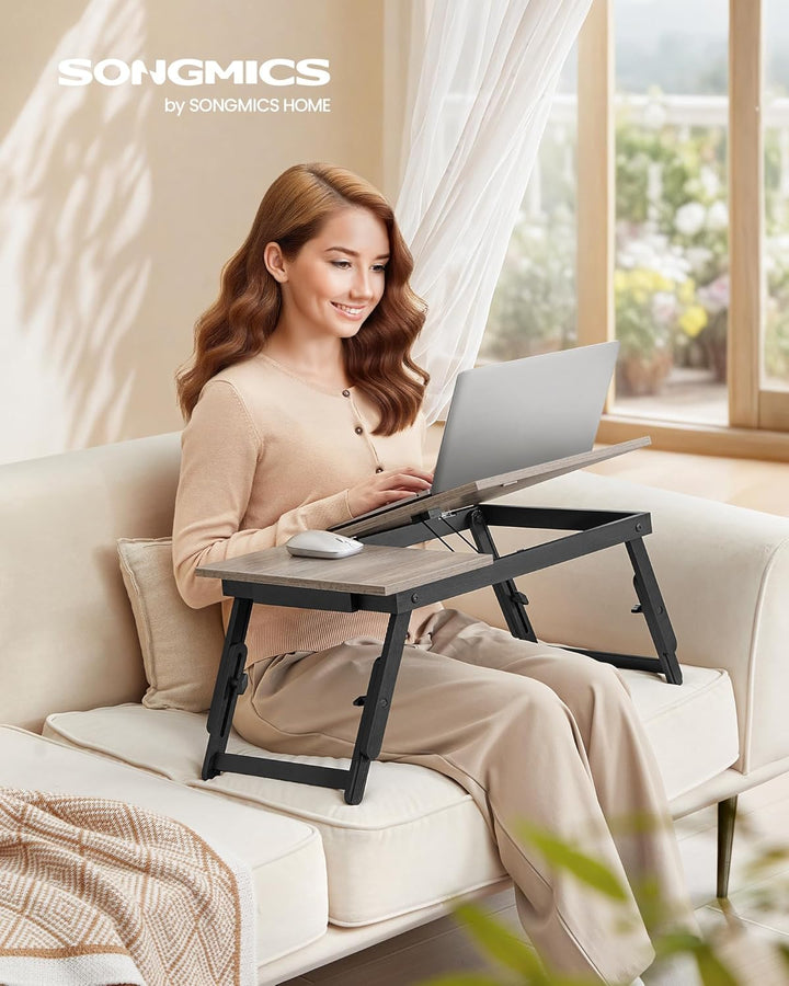 SONGMICS Laptoptisch, Laptopständer, Frühstückstablett, klappbare Beine, für Bett und Sofa, höhenver