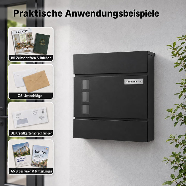 Zedelmaier Briefkasten mit Zeitungsfach personalisiert namensschild Edelstahl namensschild Briefkast