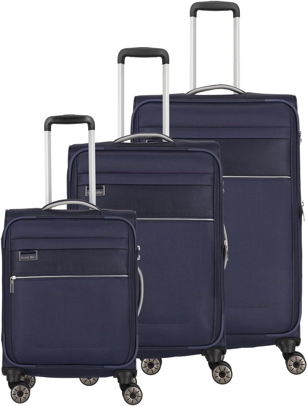 Travelite Kofferset 3 teilig Weichschale 4 Rollen, Grössen S-M-L, nachhaltig, MIIGO, Reisegepäck Set