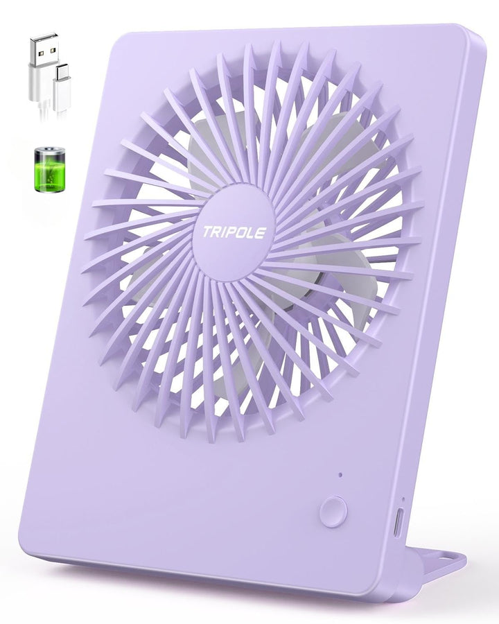 TriPole Tischventilator Leise, 2000mAh Ladefähige USB Ventilatoren Ausführen Bis zu 4-16 Std, 3 Gesc