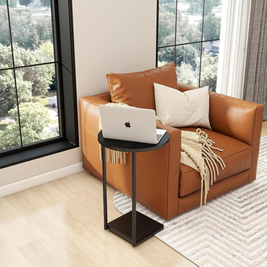 HDANI C-förmiger Beistelltisch 2er Set, Runder Couchtisch Sofatisch Nachttisch Nachttisch Laptoptisc