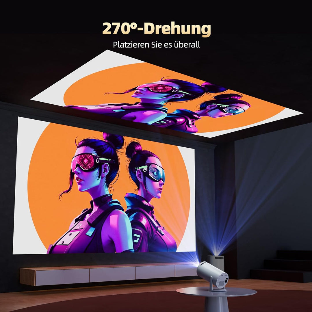 Neuer Mini Beamer 4K Unterstützt Android 11, Projektor Tragbarer FHD 1080P mit WLAN 6 BT 5.0, Beamer