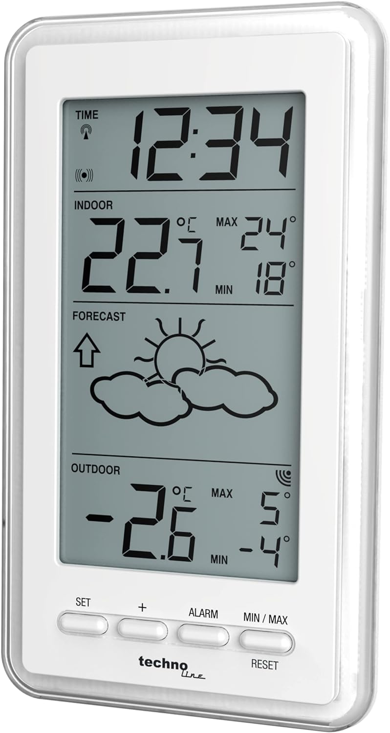Technoline WS9130weiss Wetterstation mit Vorhersage der Wetterlage, sowie Innen- und Aussentemperatu