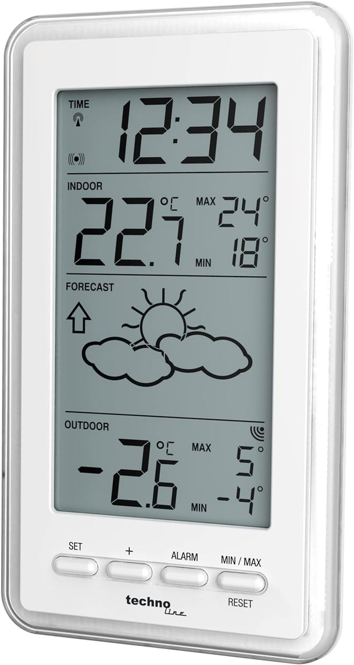 Technoline WS9130weiss Wetterstation mit Vorhersage der Wetterlage, sowie Innen- und Aussentemperatu