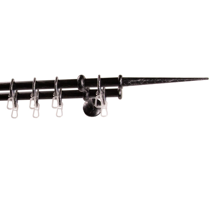 Garesa Gardinenstange Esperanca Ø 16mm, 2-läufig, Schwarz/Silber I Rustikale Vorhangstange inkl. Rin