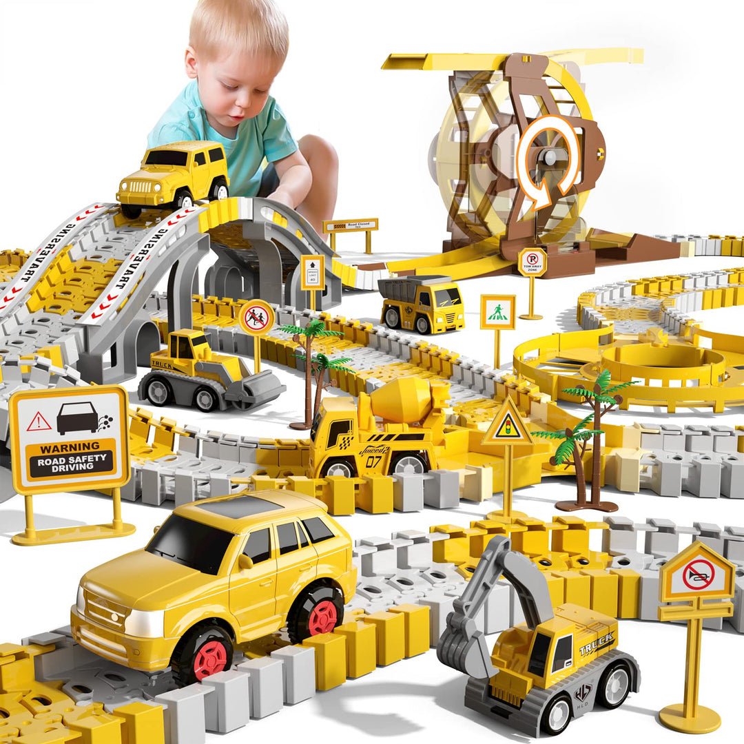 299PCS Autorennbahn Rennbahn 6 Autos Spielzeug, Spielzeug für 3 4 5 6 Jahre alt Jungen Mädchen Kinde
