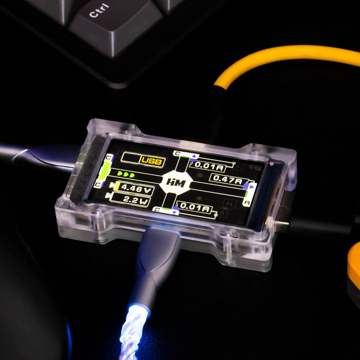 HM Lab ZNEO Gaming USB Hub mit 1,9 Zoll Display, USB 2.0 High-Speed, 2X USB-C & 1x USB-A, 5V Zusatzs
