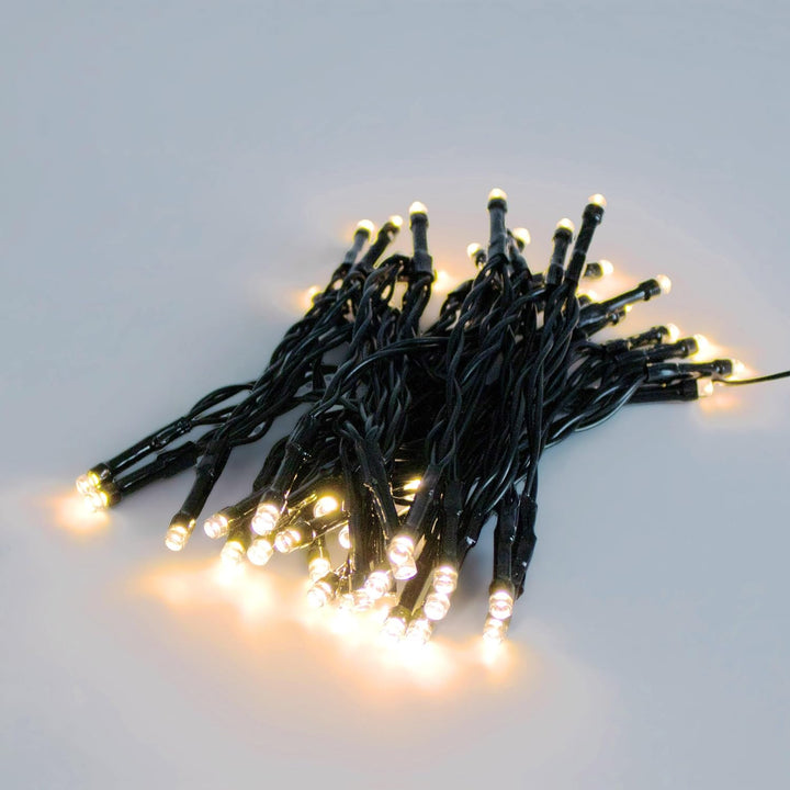 Akku Lichterkette per USB aufladbar bis 10 Tage Leuchtdauer mit Timer - 100 LED auf 7,4m - Aussen De