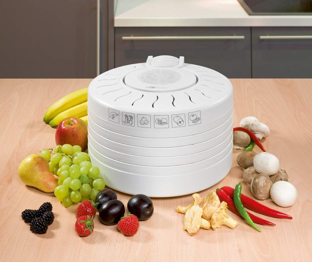 Clatronic DR 2751 Dörrautomat, 250 W mit Überhitzungsschutz, trocknet Obst, Gemüse, Kräuter, Fleisch