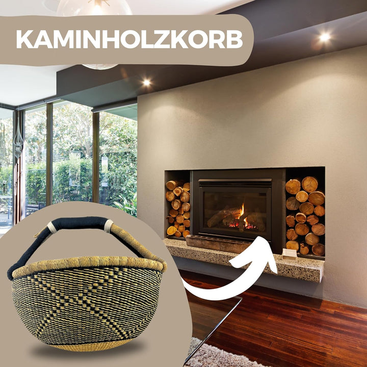 Bolga Korb Afrika - XXL - Das Original aus Ghana - Bunt - Fair Trade - Rund - Viele Farben - Afrikan